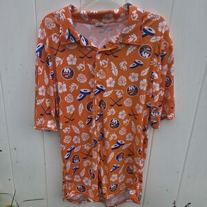 New York Islanders Hawaiian Shirt XL - NHL Hockey SGA Promo - Orange Floral